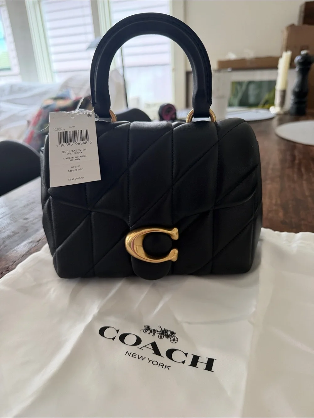 ✨NWT Coach Tabby Quilted Napa Leather Top-Handle Bag with Gold & Leather Strap ✨